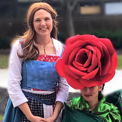 Picture of Mary and friend dressed as Belle and the rose