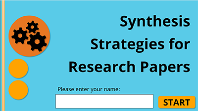 Title page of tutorial titled Synthesis for Research Papers