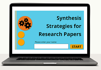 Synthesis tutorial homepage shown on a laptop